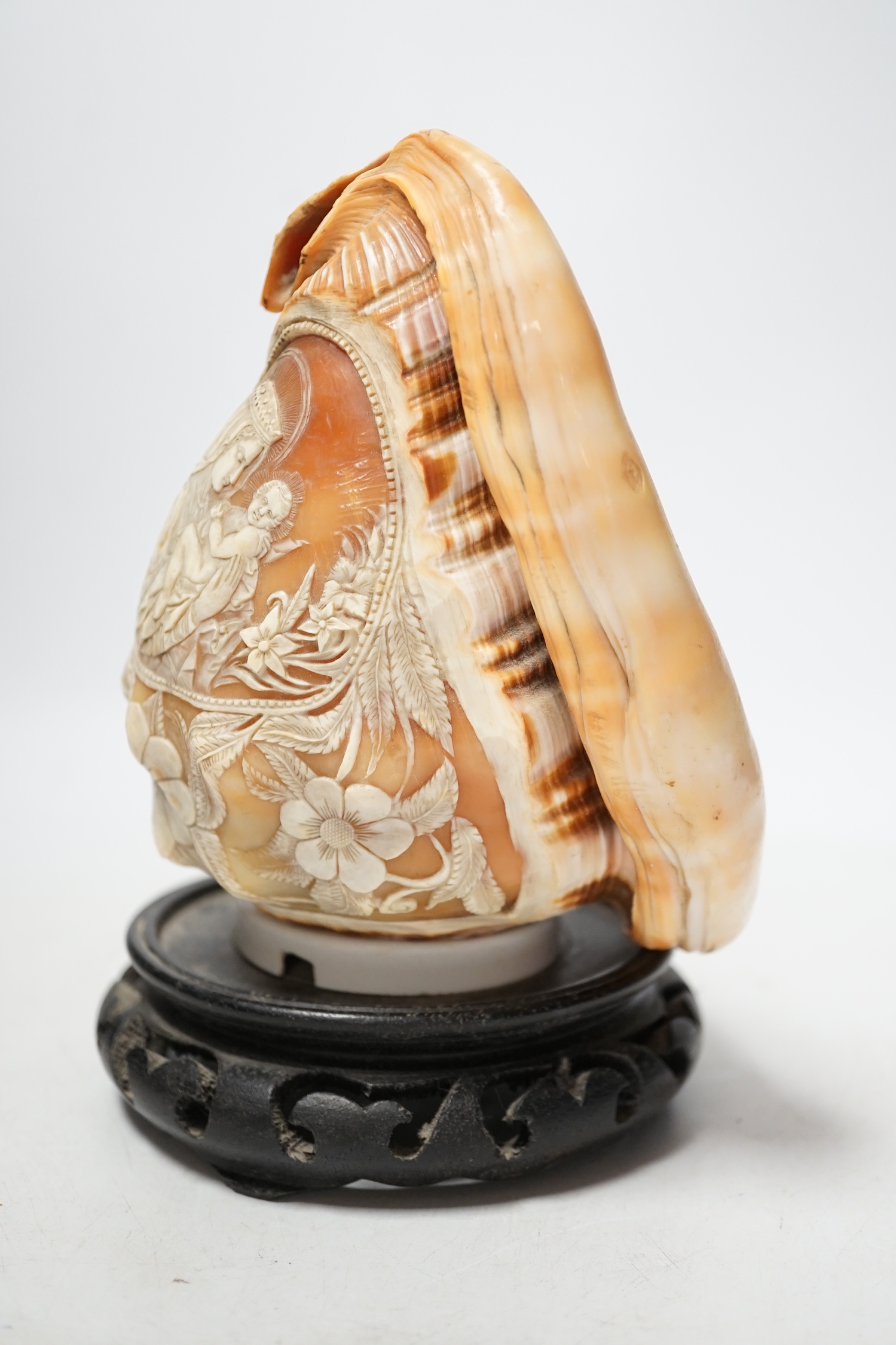 An Italian cameo carved night light, 19cm high